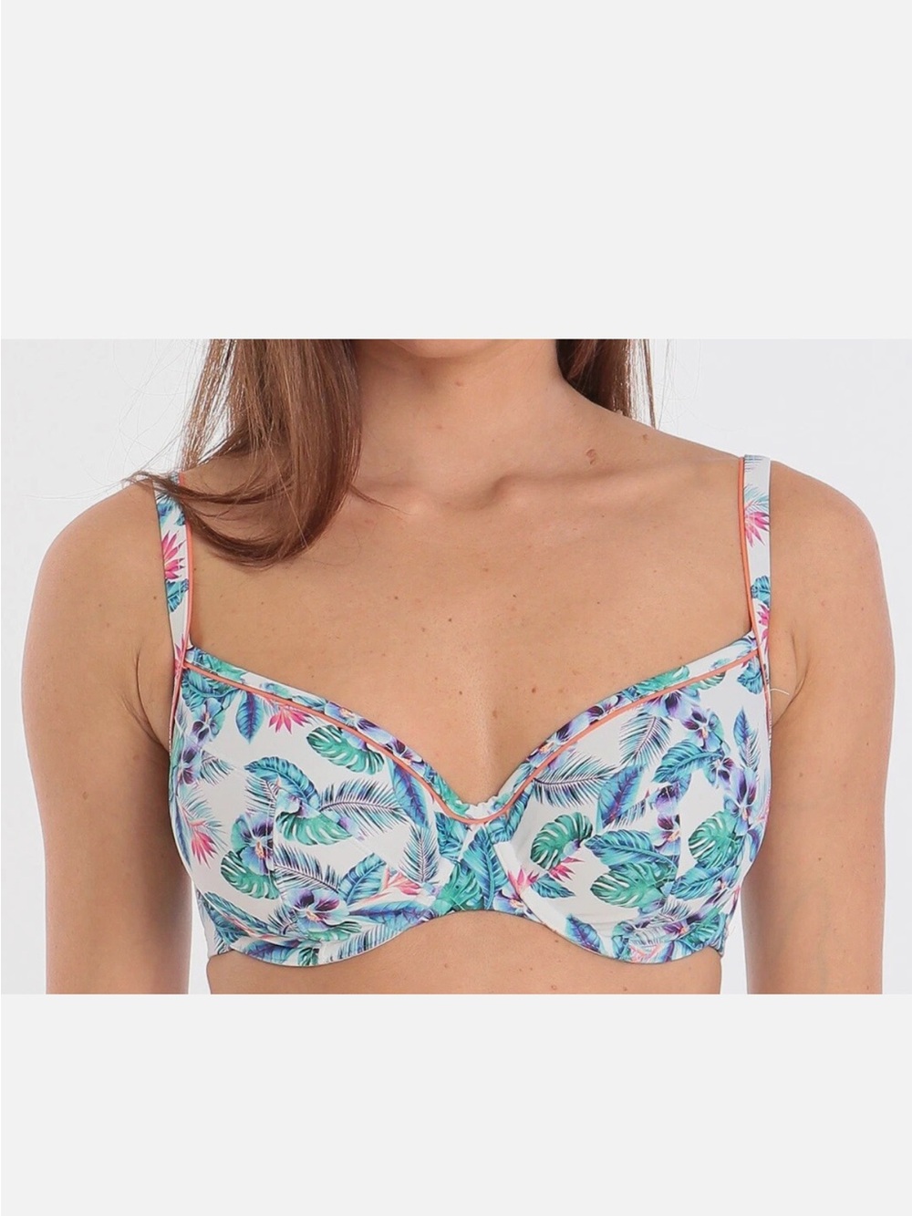 Panache Elle Floral Balconette Underwire Tropical Leaf Bikini/swim Size 34F